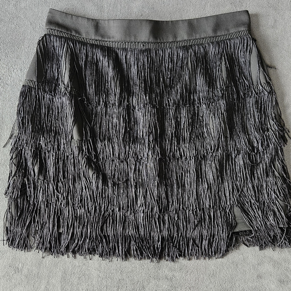 Black Fringed Mini Skirt for Cocktail Nights